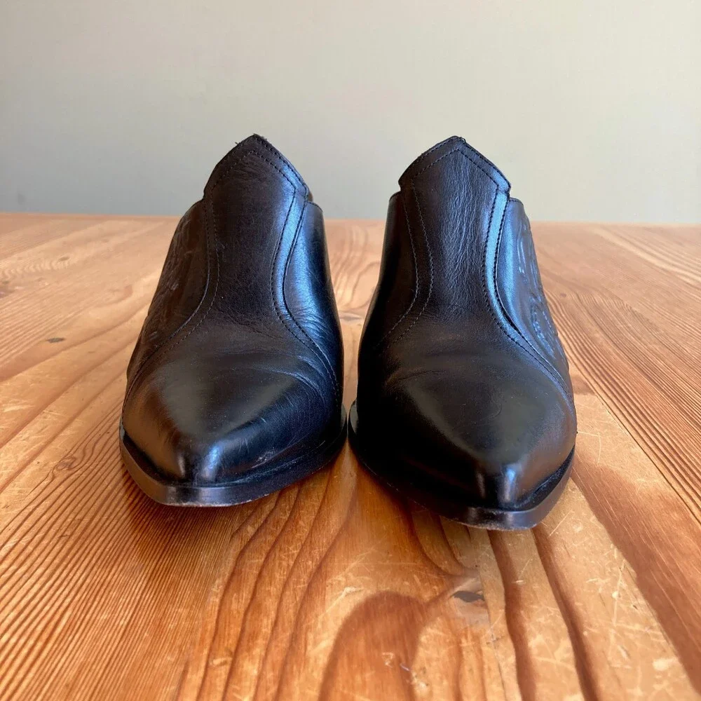 Acne Studios Black Rose Leather Mules Heels NEW w/ Box - Size 41 / 11 - 0811BN